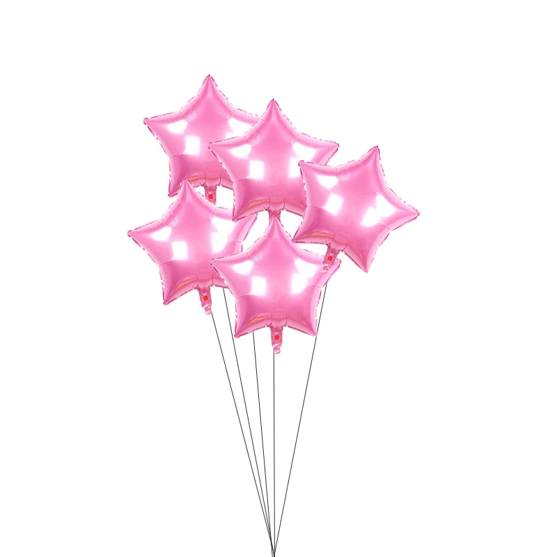 5pink WJX 5 шт. 18 дюймов золотой синий шар звезда из фольги сердце Свадебные воздушные шарики праздник в честь рождения ребенка, Рождество Красный Зеленый Звезда Дети шарики на день рождения - Цвет: 5pink WJX