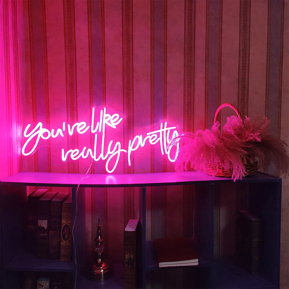 Неоновая вывессветильник Ты как действительно красивая на заказ Настенный декор