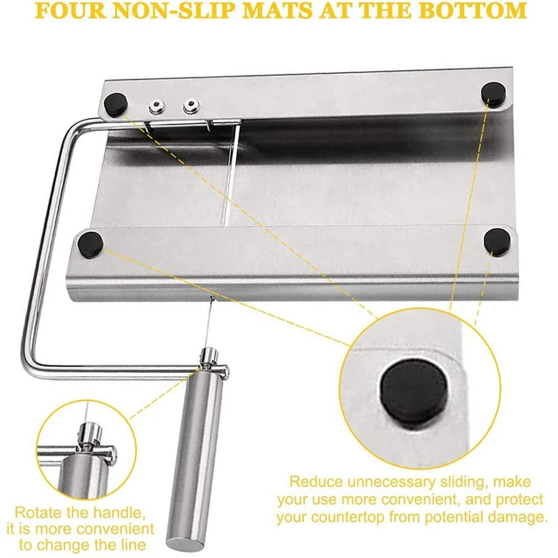 

3 Pack Stainless Steel Cheese Slicer Set, Wire Cheese Slicer for Cheese Butter, With Cheese Knife & Cheese Planer