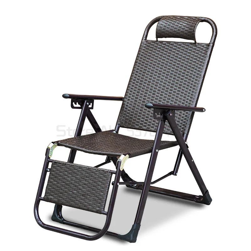 

Rattan chair recliner folding lunch break lazy outdoor beach chair adult nap backrest leisure chair
