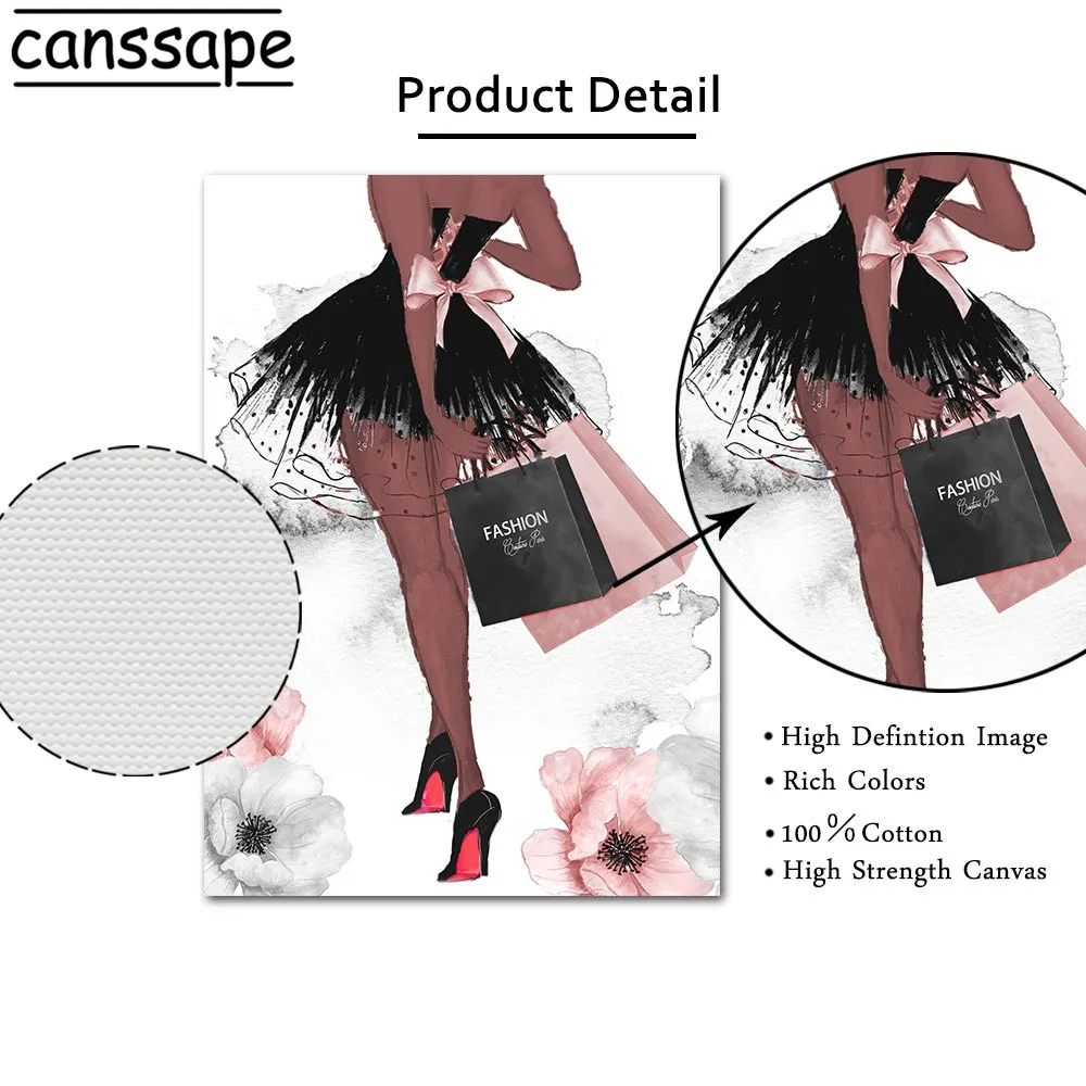 Модный плакат макияж холст живопись помада губы настенный художественный принт