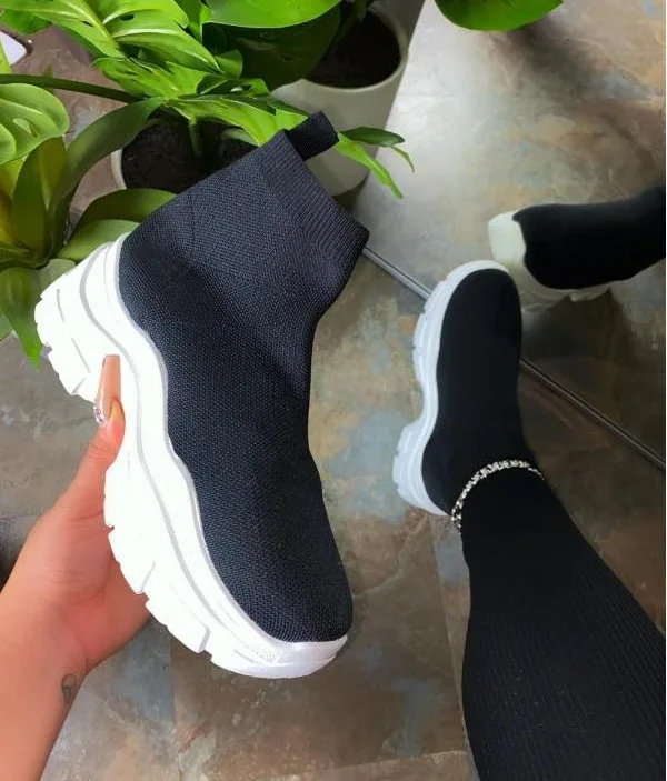 

Top selling European and American pop color woven elastic cloth muffin thick bottom slope with muffin and short boots