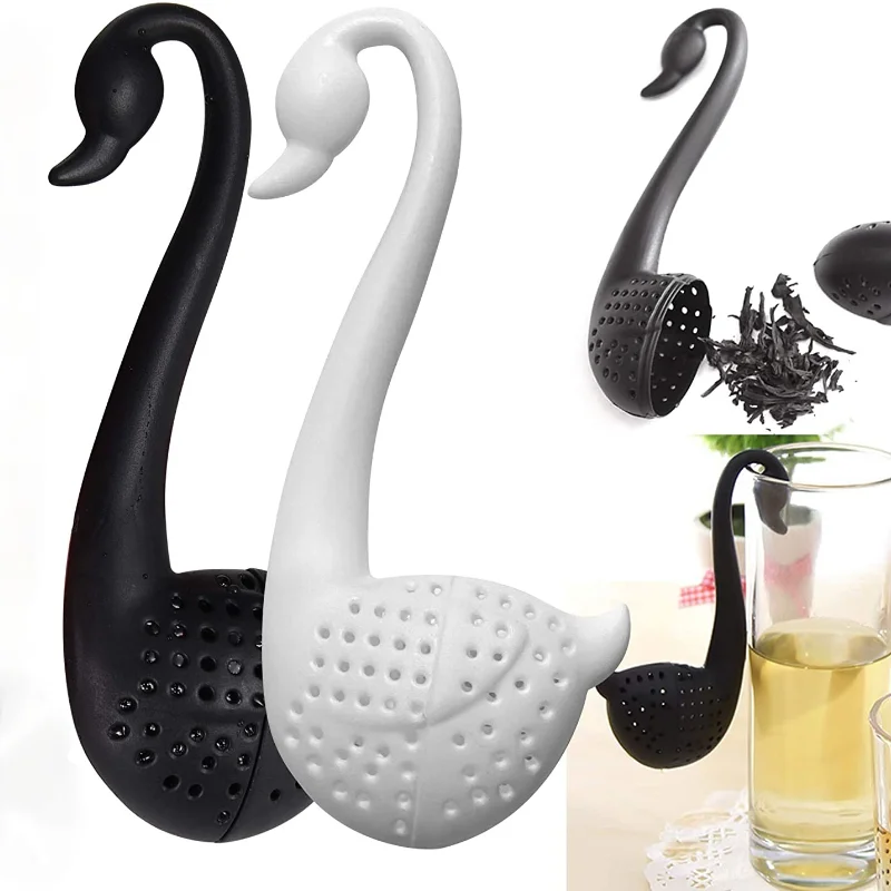

2 Pack Swan Tea Infuser Tea Isolation Filter Tea Ball Strainer Cute Ultra Fine Mesh Leaf Tea Ball Strainer Infuser - Black/white