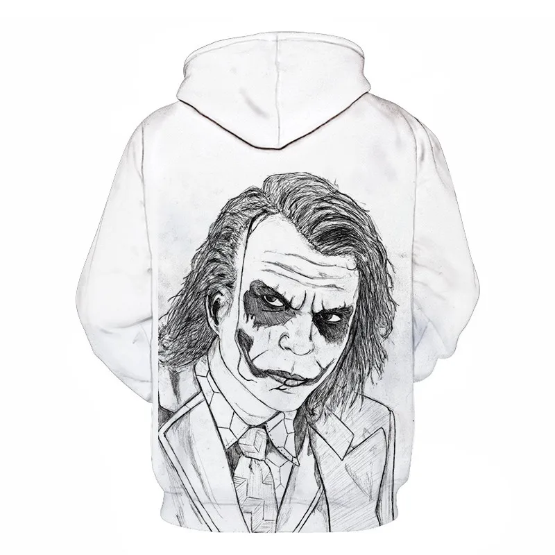 Joker Funny Hoodie Halloween Crazy Smile Pullover Long Sleeve Sweatshirt Fashion Stree Coats Cool Unisex Sportwear mens hoodies