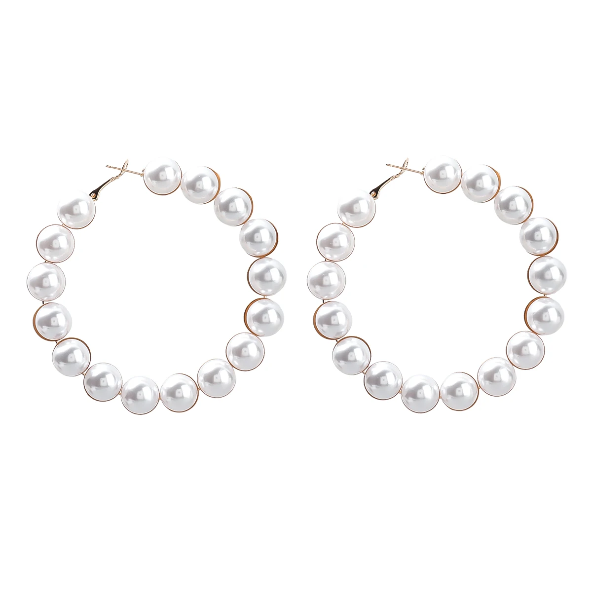 

JIJIAWENHUA New Trend Alloy Imitation Pearl Ladies Big Hoop Earrings Dinner Party Fashion Statement Jewelry Accessories
