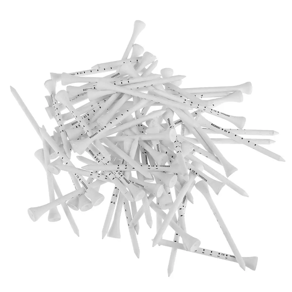 

Package of 80pcs 83mm Wooden Professional Golf Tees System White Striped Digital Scale Golf Ball Tee