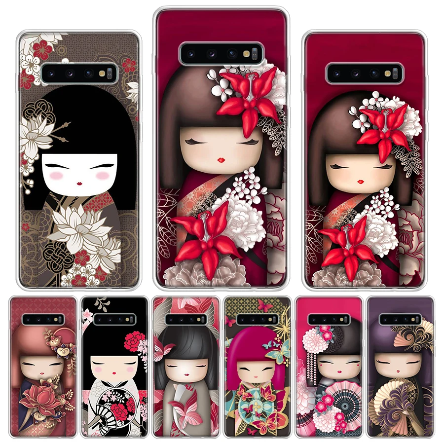 Силиконовый чехол для телефона Kokeshi Doll кимоно девушек Samsung Galaxy S10 Plus S20 FE S21 S22 Ultra Lite