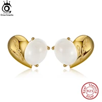 orsa jewels dainty female natural moonstone heart earrings 925 silver oval shape gems earring women trend bridal jewelry gme08