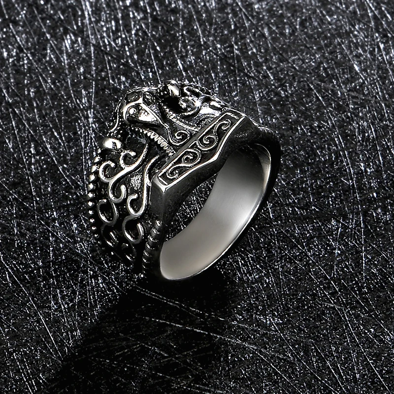 Классическое Винтажное кольцо из нержавеющей стали в скандинавском стиле