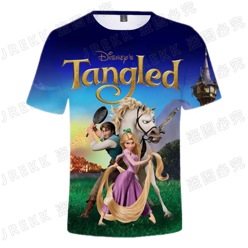 Новинка лета 2022 футболка с 3D принтом из мультфильма Рапунцель для мужчин женщин и