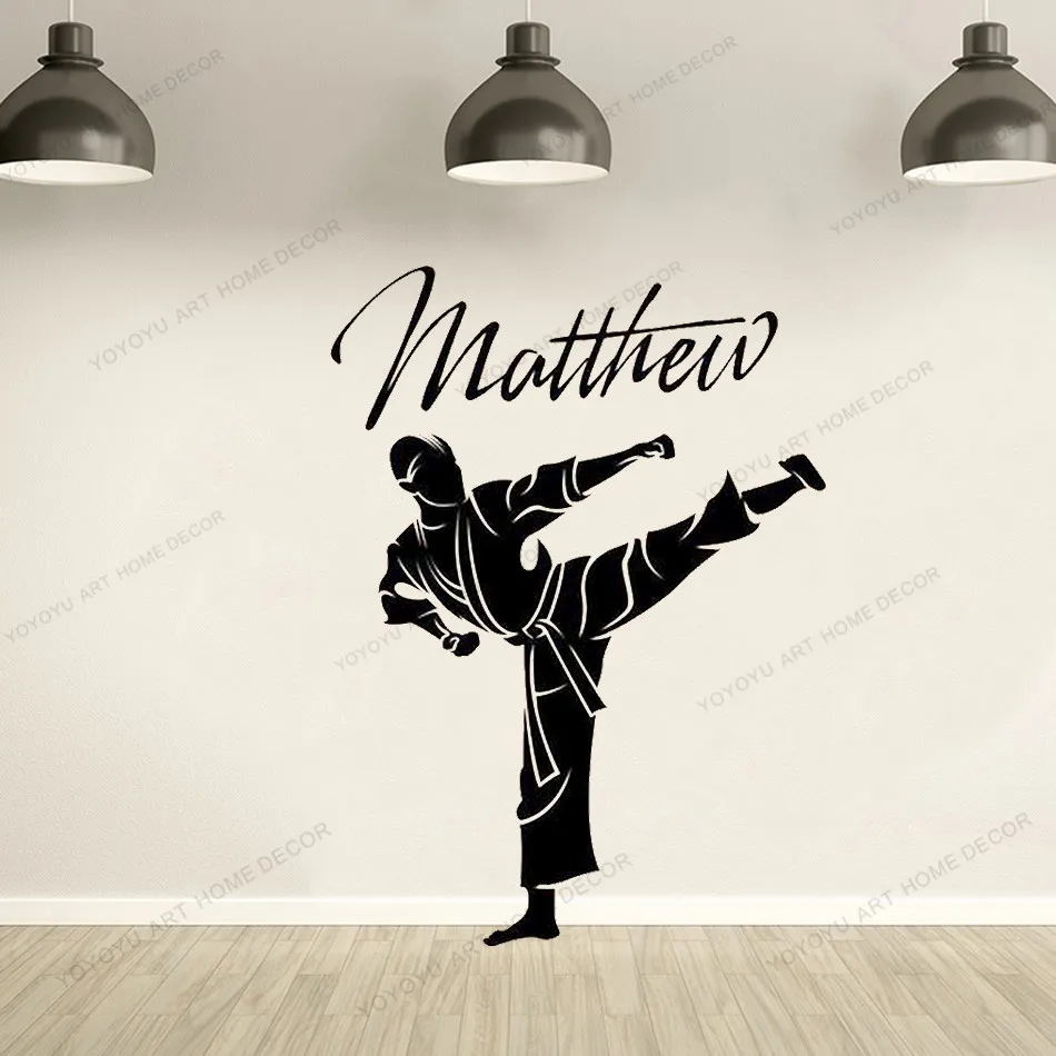

Karate Taekwondo Martial Arts Decal Custom Name wall stickers bedroom Personalized stickers nail art Vinyl Sticker Decor yw-6