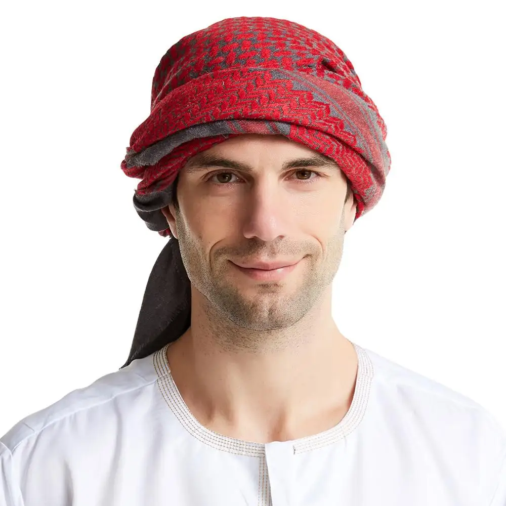 

Arab Men's Headscarf Keffiyeh Adult Headdress Shemagh Square Scarf Palestinian Traditional Wool Shawls Tactical Desert Headband
