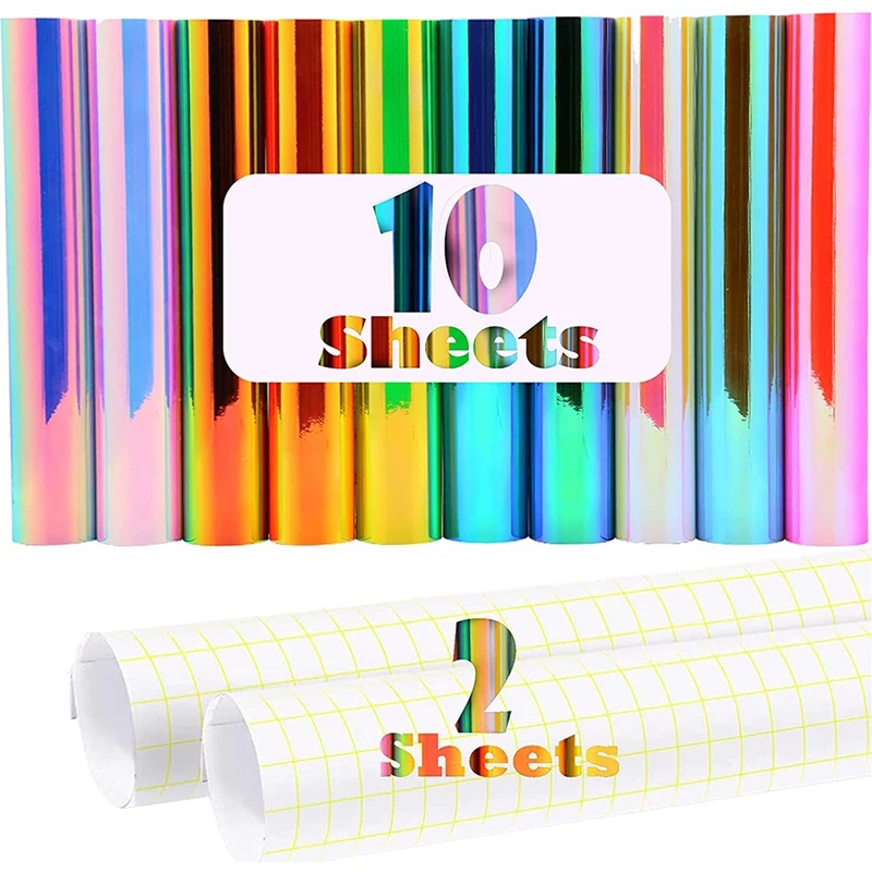 

Adhesive Vinyl Pack 12 Sheets(10 Assorted Color Vinyls & 2 Transfers) For Crafts,Signs,Scrapbook,Lettering