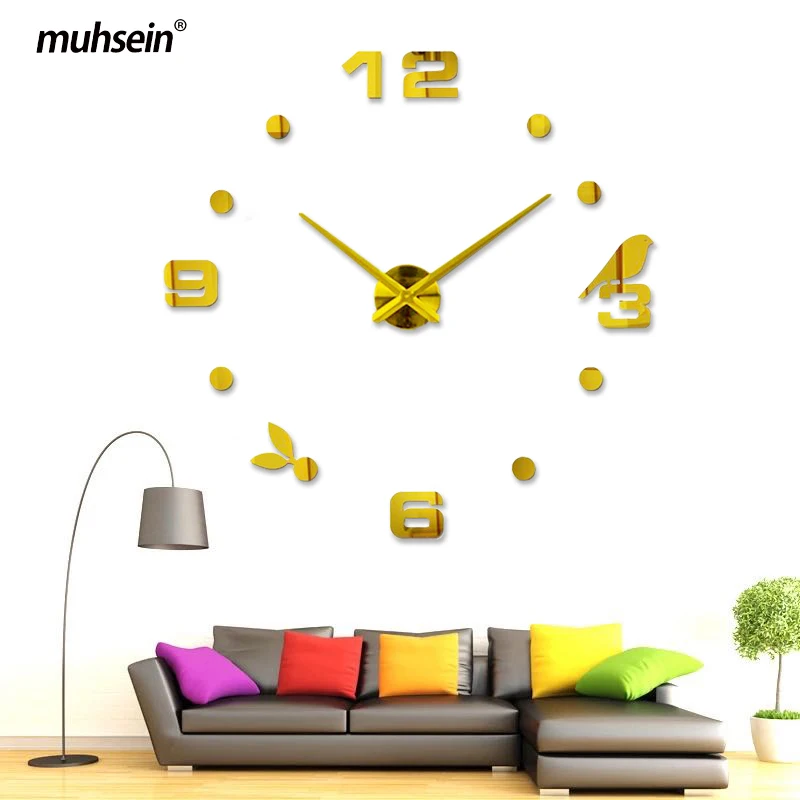 Современные кварцевые настенные часы Muhsein сделай сам с черной птицей большие