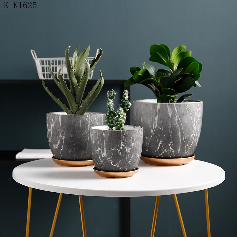 

Creative Black Ceramic Flowerpot Plant Cactus Potted Living Room Office Decoration Countertop Flowerpot Garden Decoration Modern