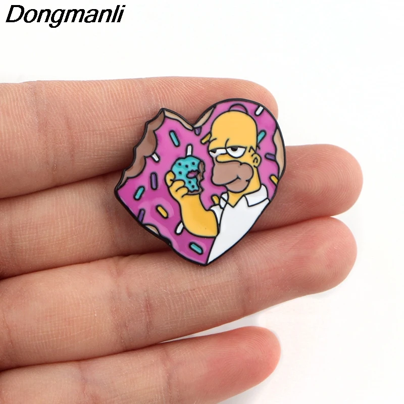 P4051 Dongmanli мультфильм ювелирные изделия пончик металлическая Глянцевая булавки и броши симпатичный значок на булавке значок подарки другу
