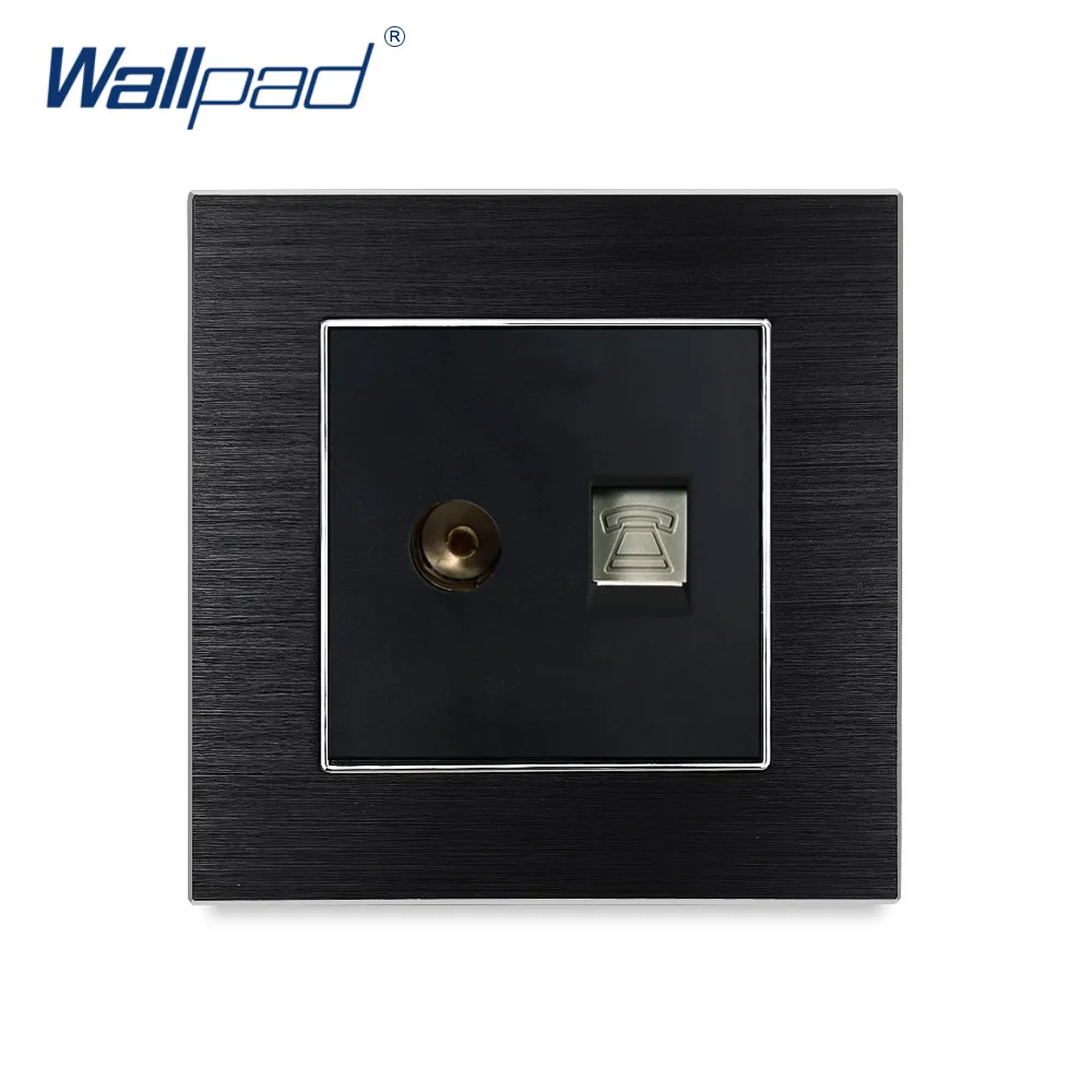 Телефон и телевизионное гнездо Wallpad Роскошная атласная металлическая панель