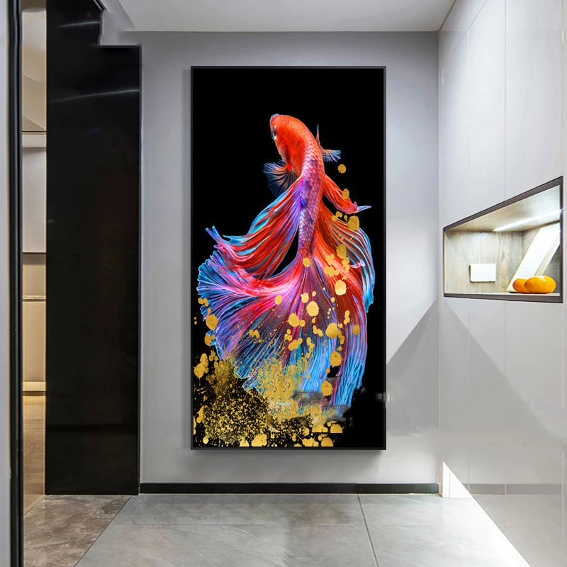 

Full Drill 5d Diy Diamond Painting Colorful Fish Koi 3D Daimond Embroidery Square Mosaic Cross Stitch Modern Home Decor