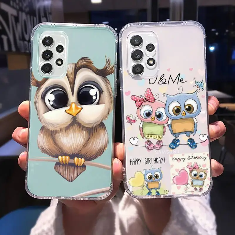 

Cute Owl Hearts Lover Christmas Phone Case for Samsung A 51 50 52 12 21s 31 40 70 71 note S 20 10 21 ultra plus fe clear coque