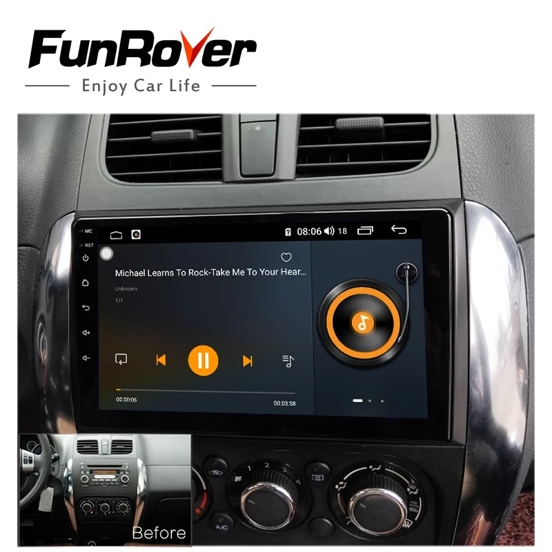 Funrover android 9 0 автомобильный dvd мультимедийный плеер для SUZUKI SX4 SX 4 2006 2013 2 din
