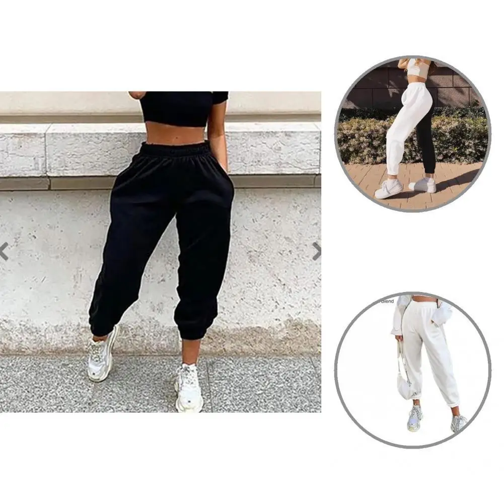 

Trendy Solid Color High Waist Sweatpants Women Pants Ultra Soft Thick