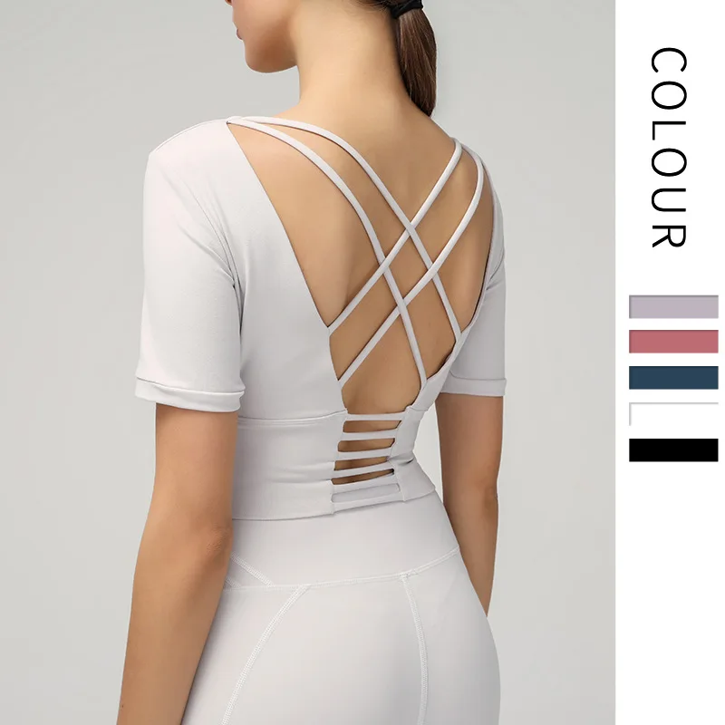 Женские укороченные топы на бретельках для тренажерного зала йоги рубашки