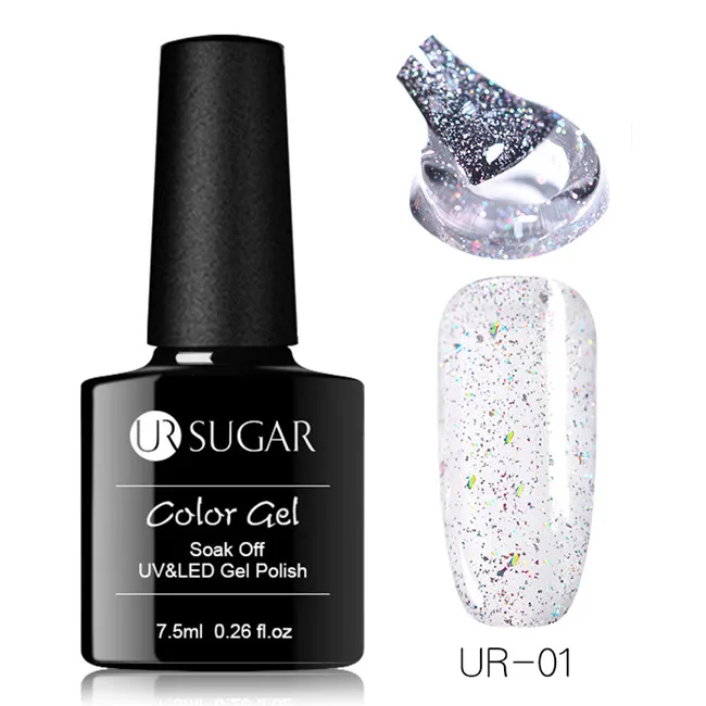 46604-1 Ur Sugar 7,5 мл Радужный голографический Гель-лак для ногтей неоновый мерцающий сияющий блеск замачиваемый УФ-светодиодный лак - Цвет: 46604-1