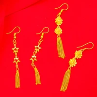 european fashion boucle doreille metal tassel 24k gold long drop earrings for women 2020 lady girl wedding jewelry wholesale