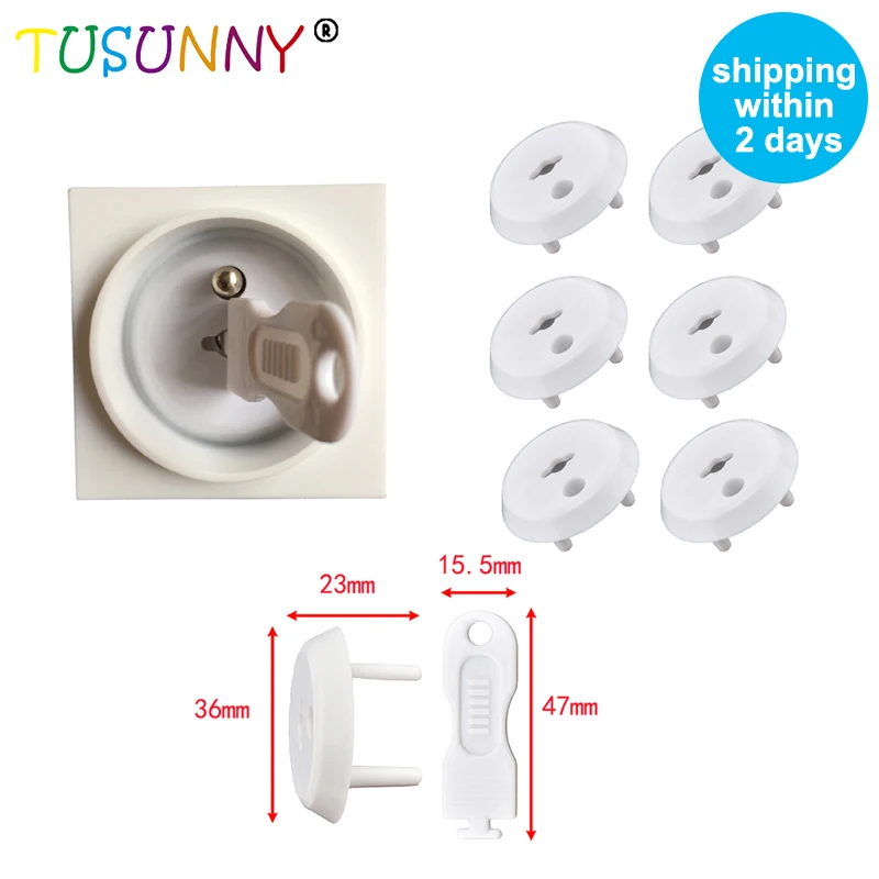 

TUSUNNY 6pcs/lot French standard Power Socket Electrical Outlet Baby Children Safety Guard Protection Plugs In Sockets