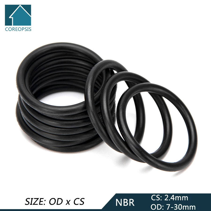 

50pcs NBR Nitrile Rubber Sealing O-ring Gasket Replacement Seal O ring OD7mm-30mm CS2.4mm Black Ring Washer DIY Accessories S85