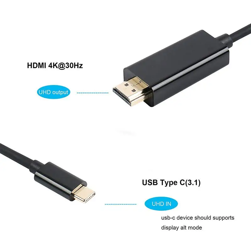 Тип USB C(Thunderbolt 3) к HDMI в формате 4K UHD 1 8 м кабель 3 (USB-C) адаптеру со штыревыми