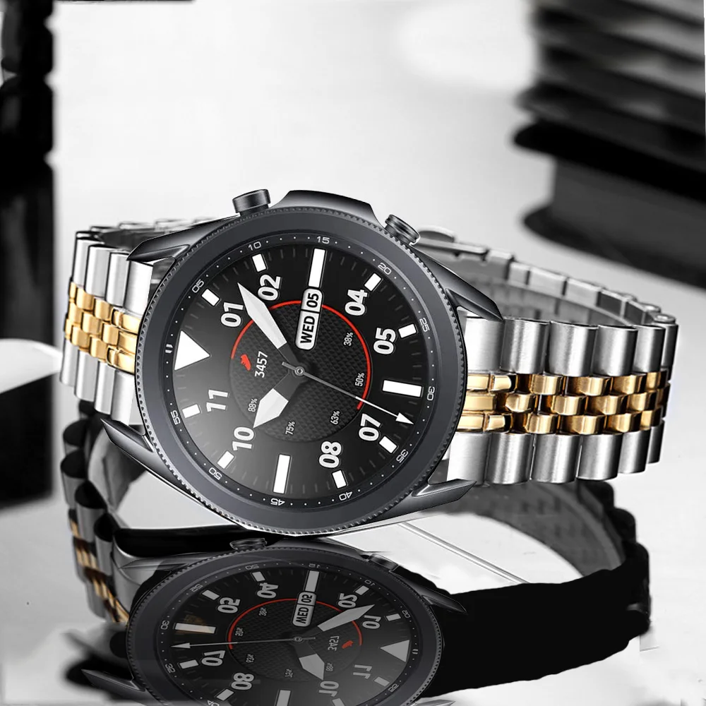 

Ремешок из нержавеющей стали для samsung galaxy watch 3 45 мм 41 мм 46 мм active 2 band 20 мм 22 мм, роскошный браслет для huawei watch gt 2 2e