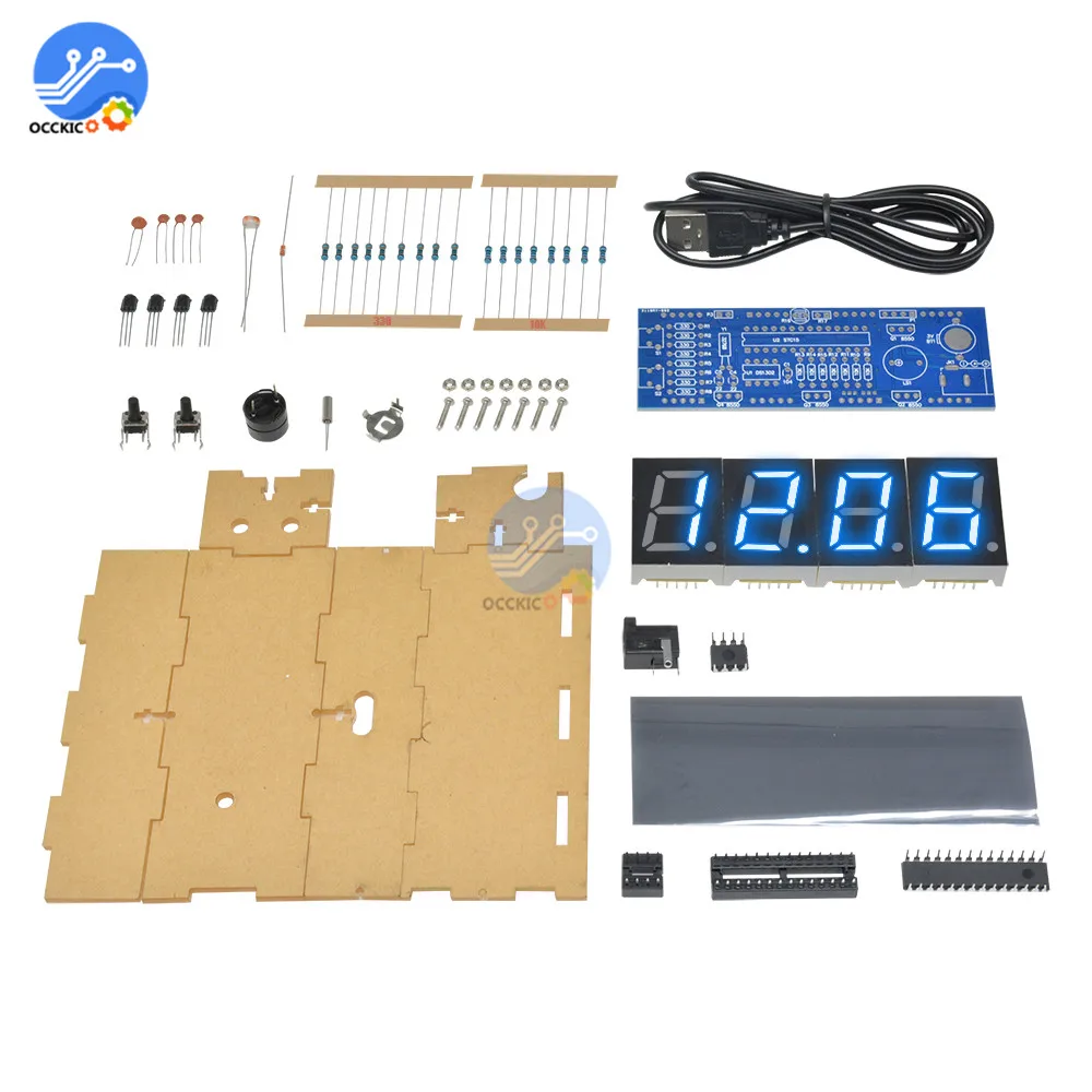 Электронные светодиодные часы комплект сделай сам с цифровым дисплеем контролем