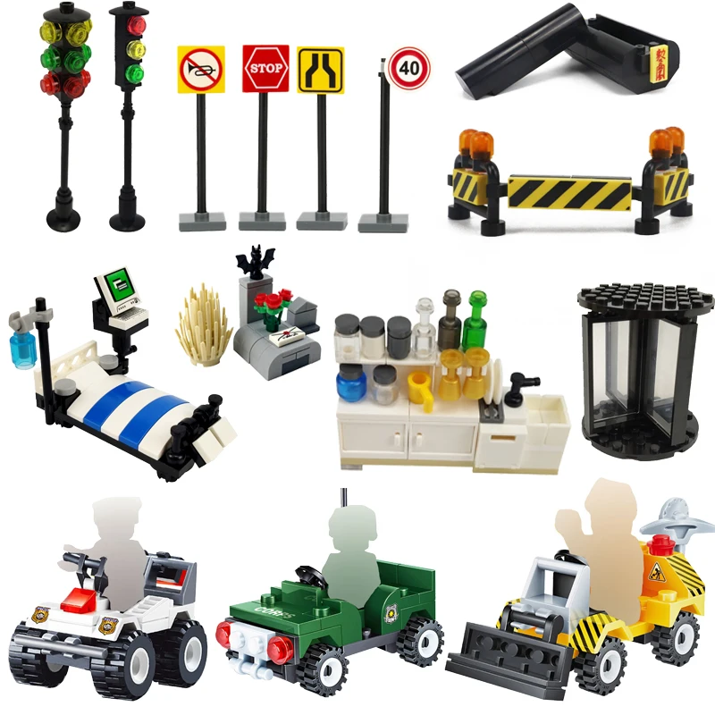 Город строительные блоки Дорожный Знак Стоп трафик светильник грубые &quotсделай