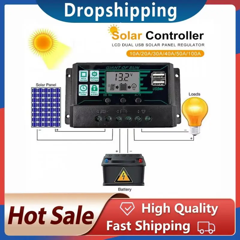 

MPPT PWM Solar Charge Controller 12V 24V Solar Panel Battery Regulator 2 USB Port LCD Display 10A 20A 30A 40A 50A 60A 100A