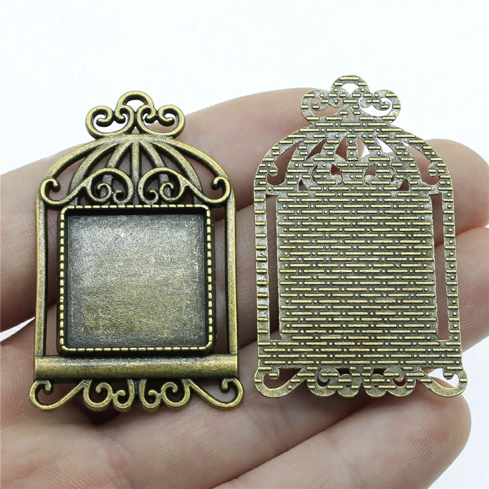 

diy charms for jewelry making pendant 20mm Square Birdcage Style pendant base 2pcs