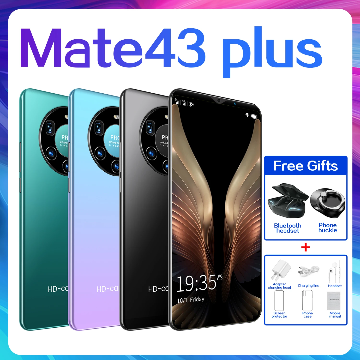 

Venda quente cheap 5g smartphone Barato mate43 plus 5.8 Tela cheia 8 + 128g telefone 4800mah Face recognition digital id