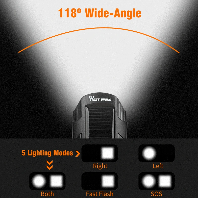 

WEST BIKING Solar Power Bicycle Light 2000mAh USB Rechargeable T6 LED Cycling Headlight Waterproof 120dB Bike Horn Warning Lamp