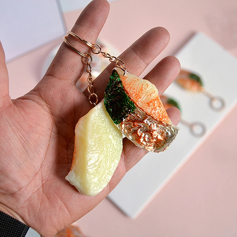 

Grilled Fish Food Model Keychains Japanese Cuisine Bag Pendant Gift Key Chain