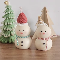 cute christmas snowman candle silicone mold for handmade desktop decoration gypsum epoxy resin aromatherapy candle silicone mold