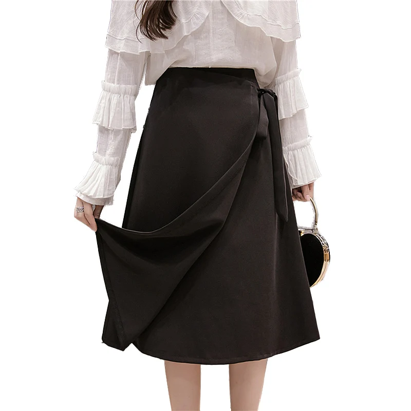 New Fashion Midi Skirts Womens Spring High Waist Lace up Skirt Harajuku Elegant Plus Size Ladies Skirts jupe femme faldas