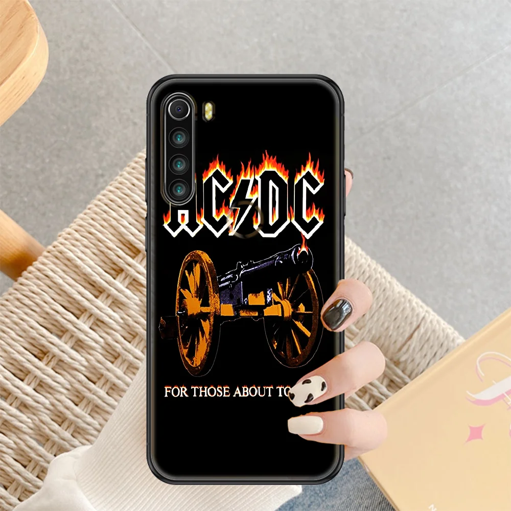 

ac-band-dc Phone case For Xiaomi Redmi Note 7 7A 8 8T 9 9A 9S 10 K30 Pro Ultra black art Etui soft coque fashion back pretty