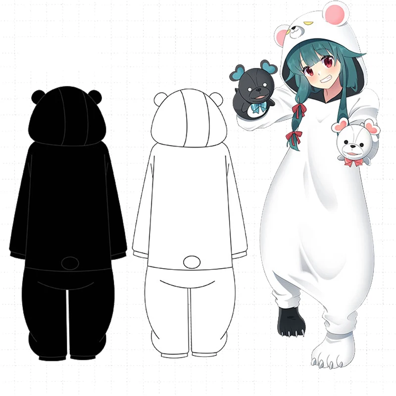 Комбинезон для косплея Kuma Bear флисовый костюм-комбинезон с надписью Медведь