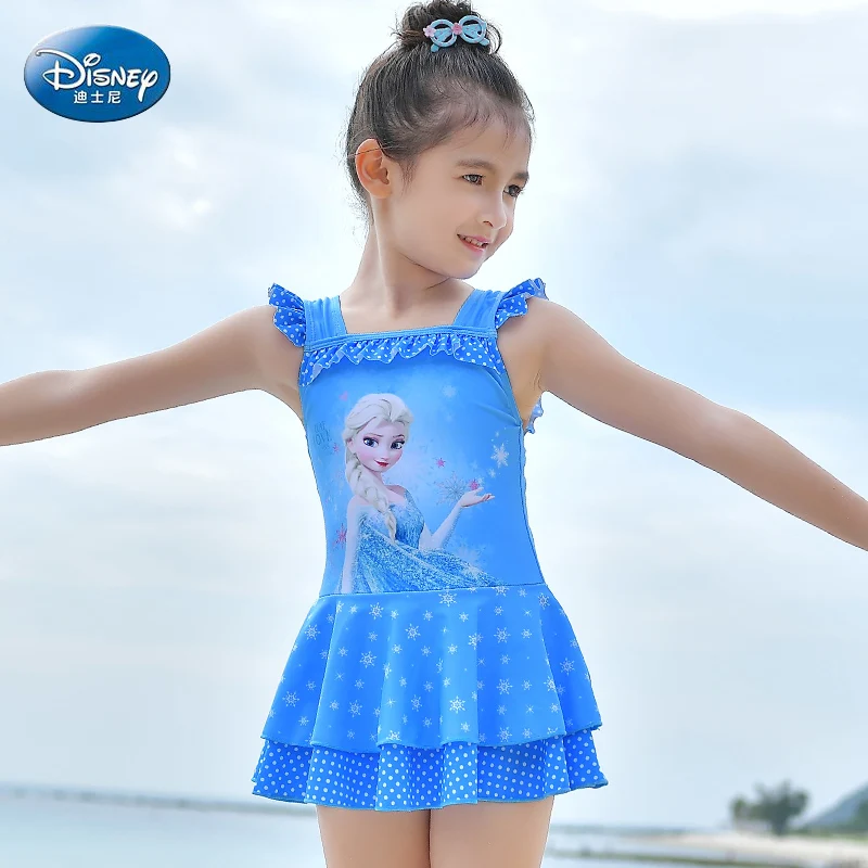 

Disney Frozen Children's Quick-drying Swimsuit Girls Big Kids One-piece Skirt Summer Hot Spring Princess Cute Swimming Suit