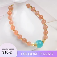 2022 new 14kgf amazonite crystal beaded adjustable bracelets for women girls fashion jewelry accessories