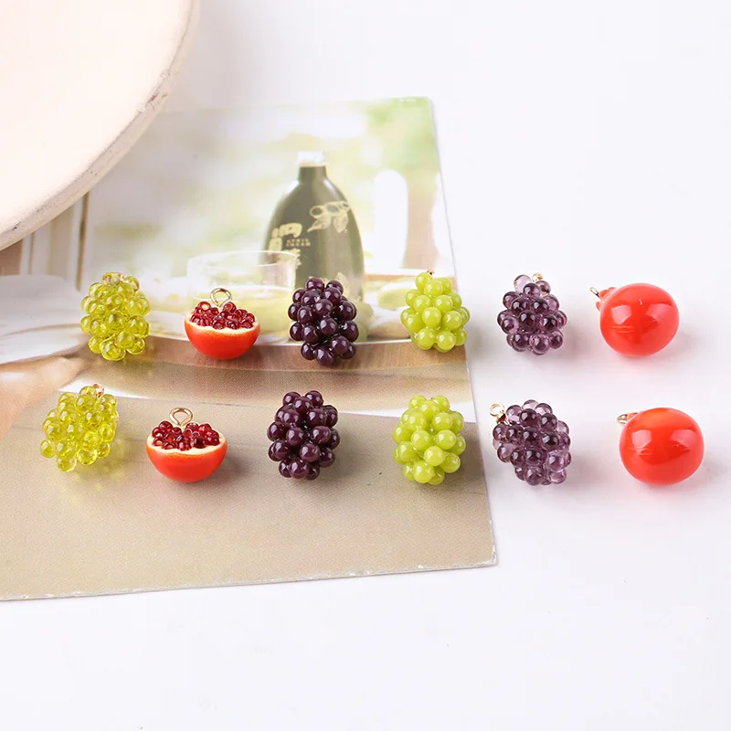 10 шт. милые 3D кристаллами из эпоксидной смолы винограда Pomegranat Подвески Кулоны