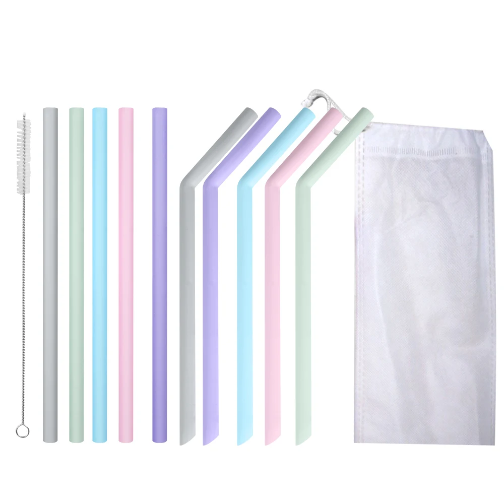 5 шт. многоразовые пищевые силиконовые соломинки смузи питьевые прямые/гнущиеся