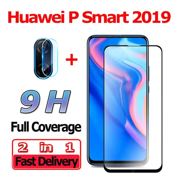 2 в 1 защитное стекло Huawei P Smart Z/ протектор экрана Huawei Y7 закаленное стекло P Smart камера стекло хуавей п смарт Z закаленное стекло п смарт стекло хуавей у7 стекло P Smart glass - Цвет: P Smart 2019 2-in-1