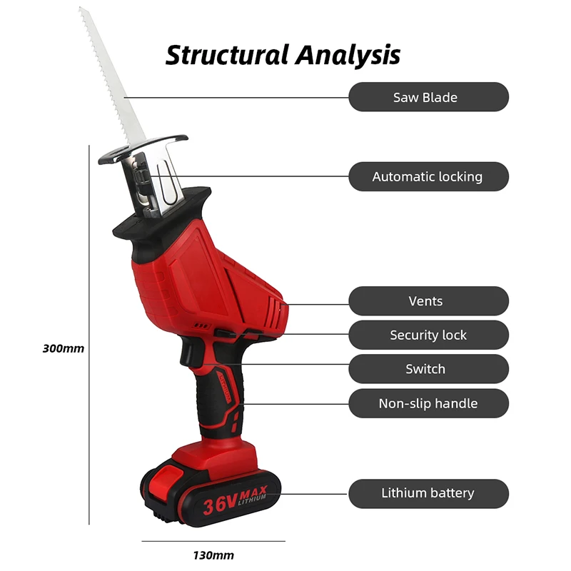 Беспроводная сабельная пила 36VF портативный электрический прибор для резки