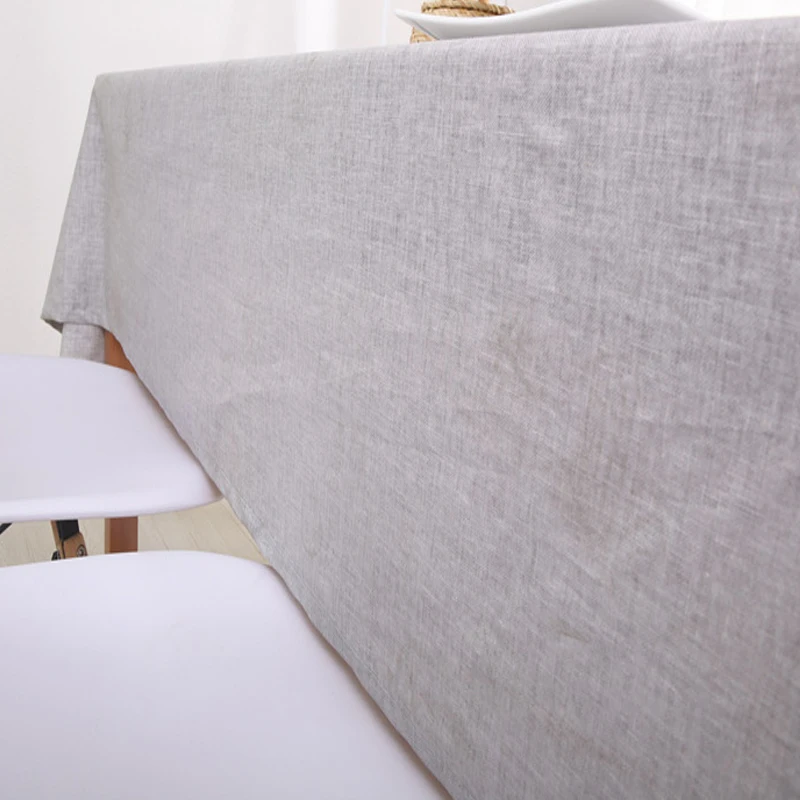 Скатерть из хлопка и льна простая современная однотонная прямоугольная кофейная